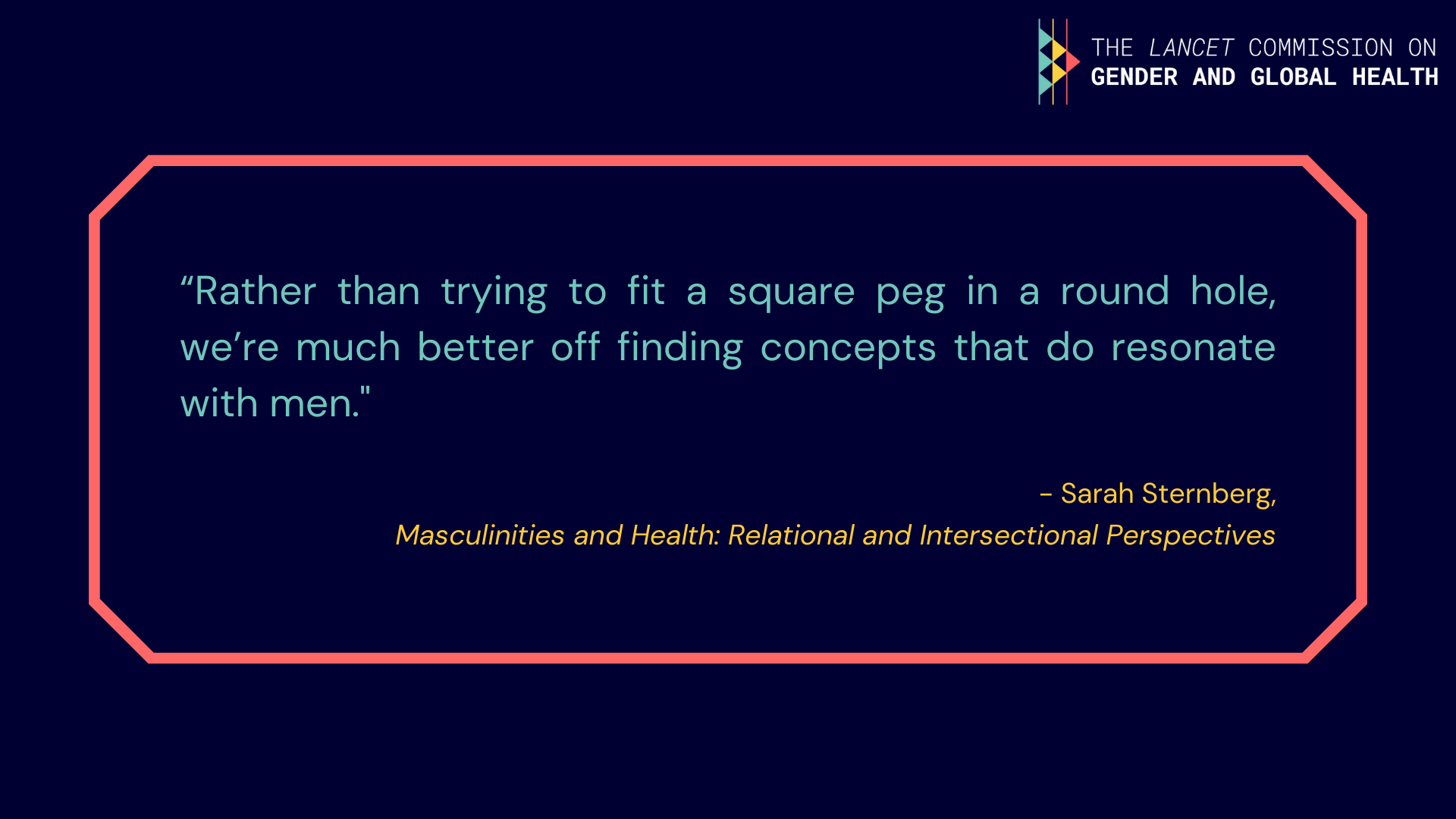 Sarah Sternberg: "Rather than trying to fit a square peg in a round hole, we're much better off finding concepts that do resonate with men".